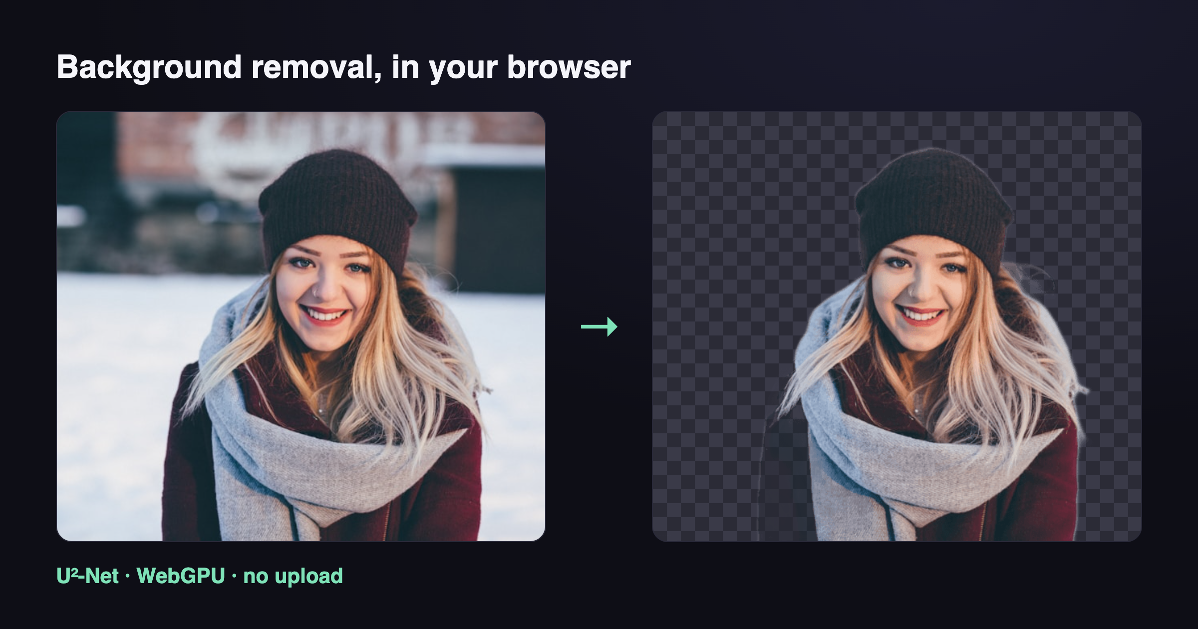 Before and after: a photo with its background removed in the browser