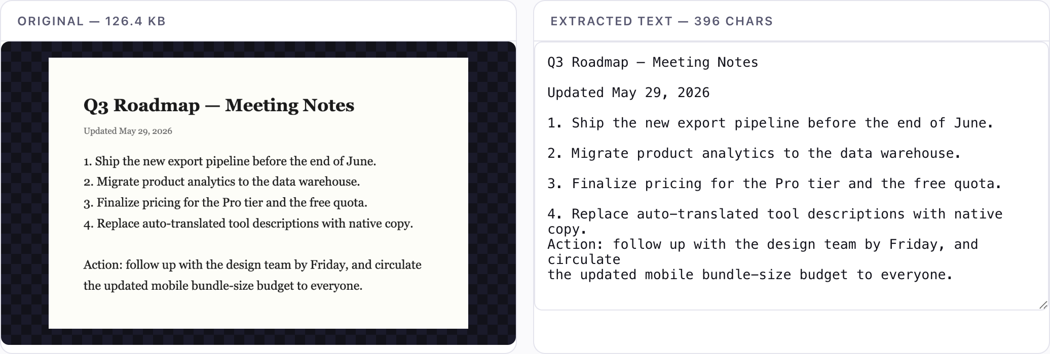 ToolKoala's in-browser OCR reading a document into editable text
